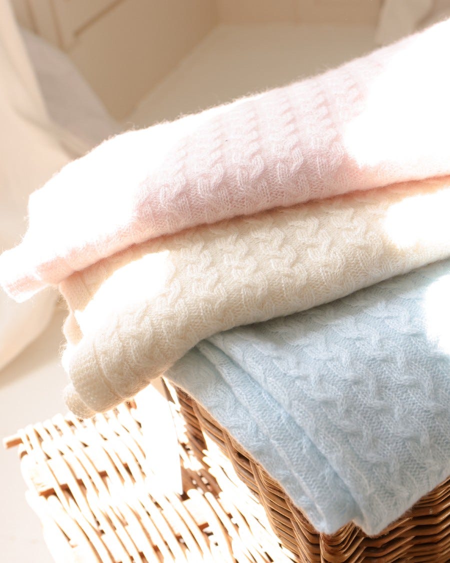 Image of Cashmere Bailey Braided Cable Baby Blanket