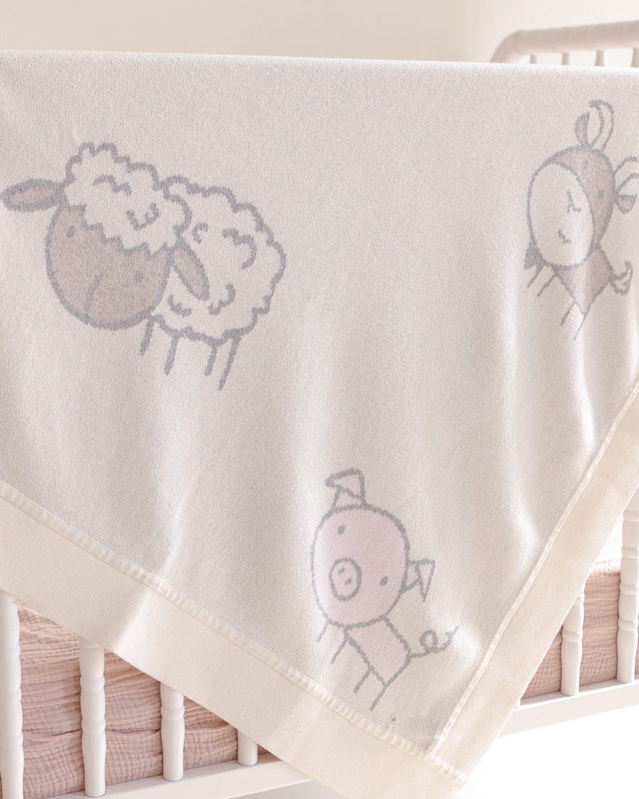 Image of Cotton Cashmere Farm Friends Baby Blanket
