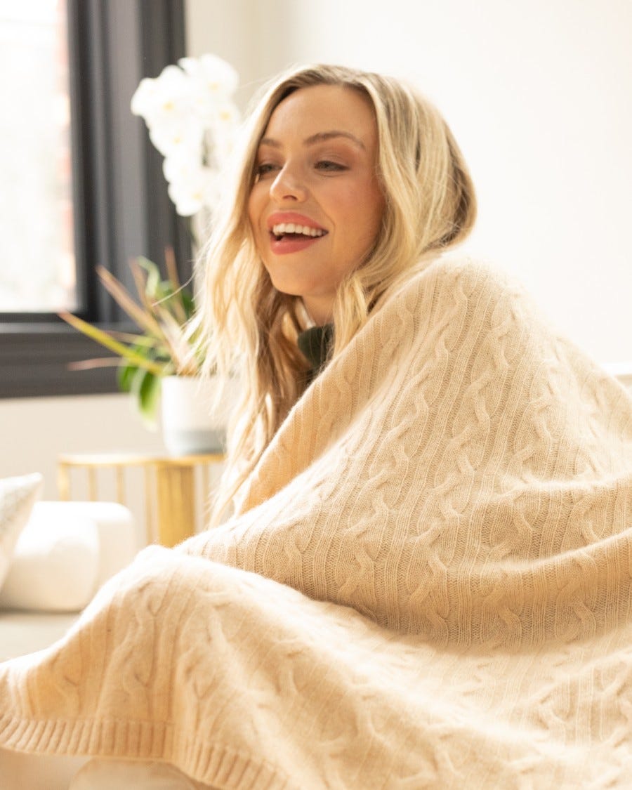 Cozy Cable Throw - 100% Cashmere