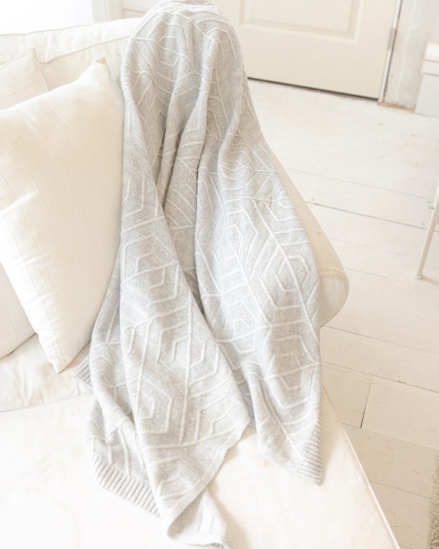 French Deco Knit Throw - 100% Cashmere 