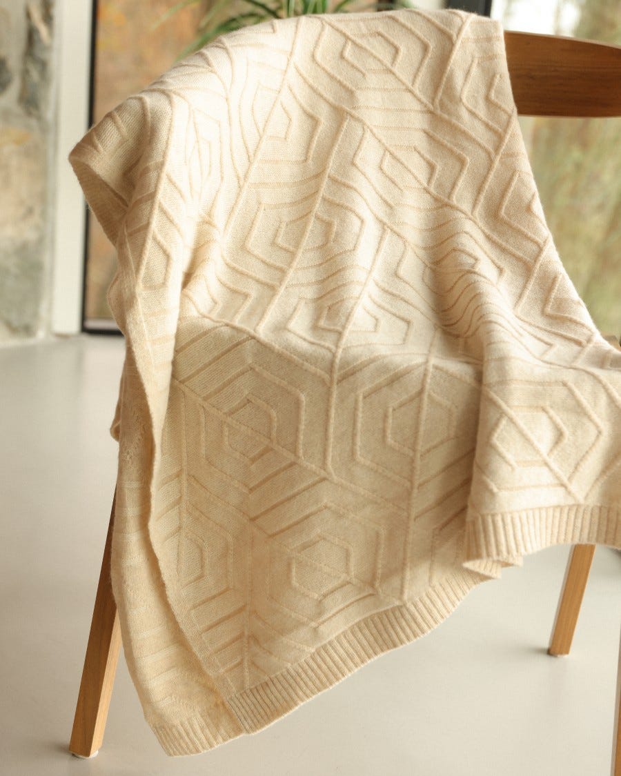 100% Cashmere French Deco Knit Throw