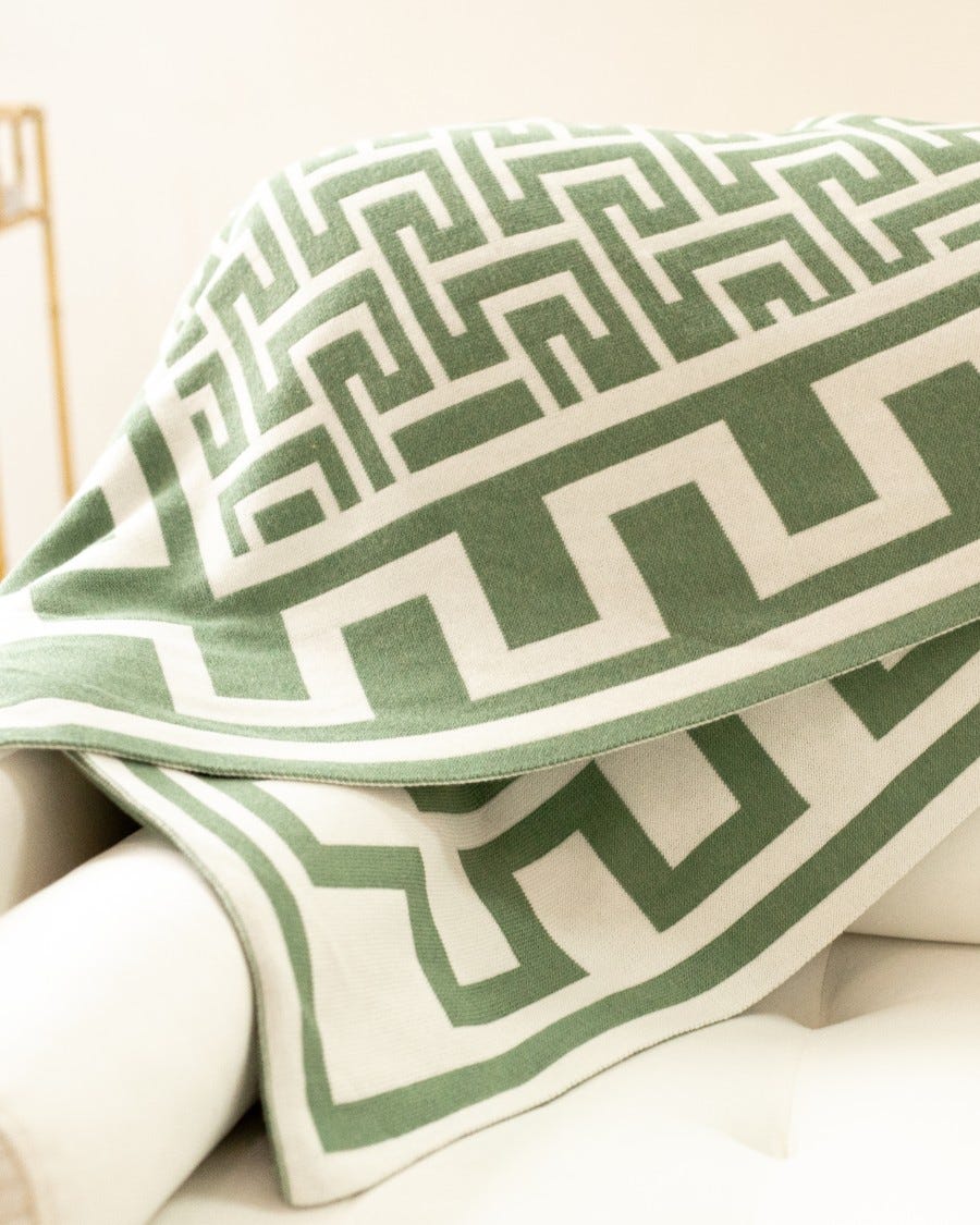 Cotton Cashmere Maze Cashmere Throw Blanket