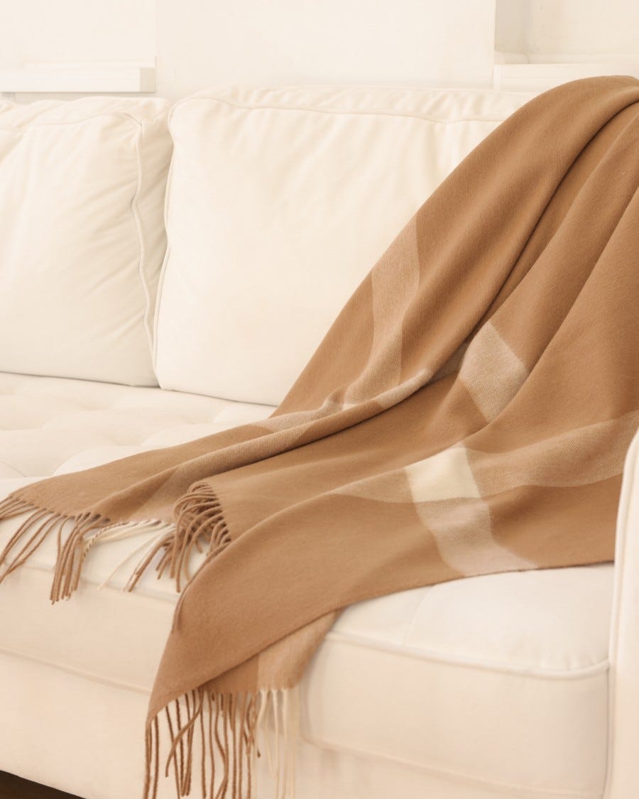 Merino Cashmere Frame Woven Cashmere Throw Blanket