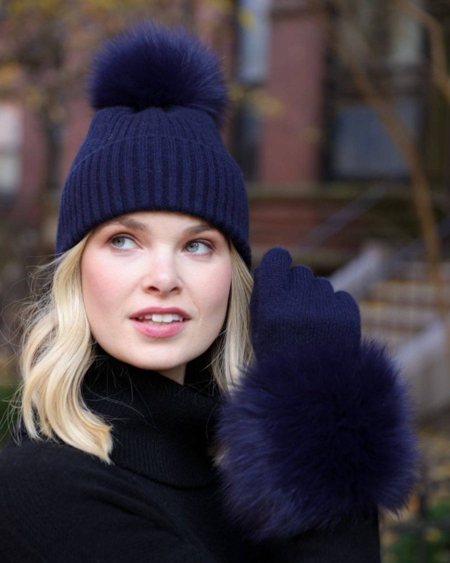 100% Cashmere Fox Cuff Glove