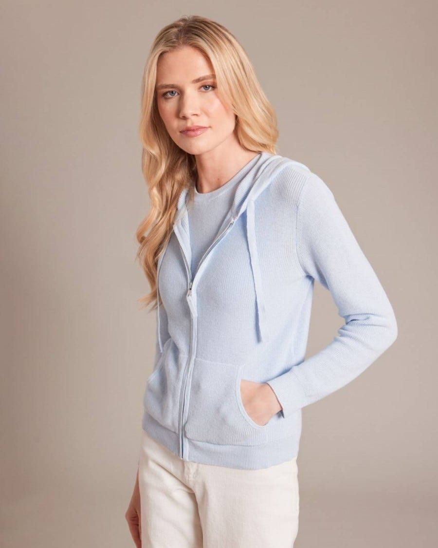 Cotton Cashmere Ashley Micro Shaker Full Zip Hoodie