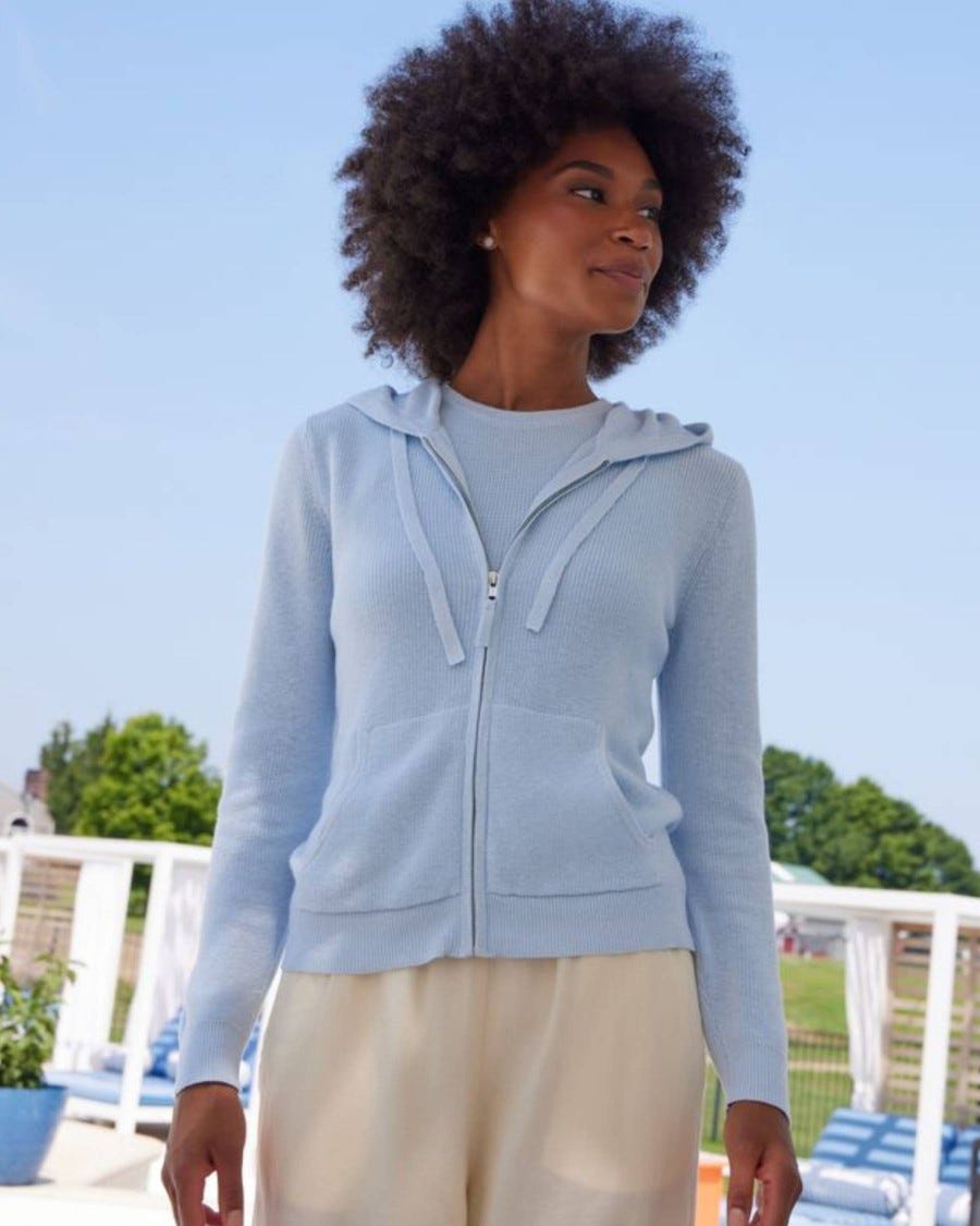 Cotton Cashmere Ashley Micro Shaker Full Zip Hoodie
