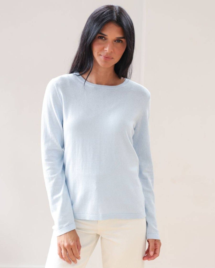 Cotton Cashmere Classic Crew Neck Pullover