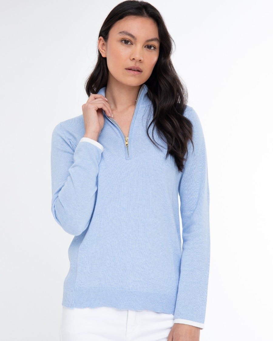 Cotton Cashmere Tee Time Half Zip Pullover 