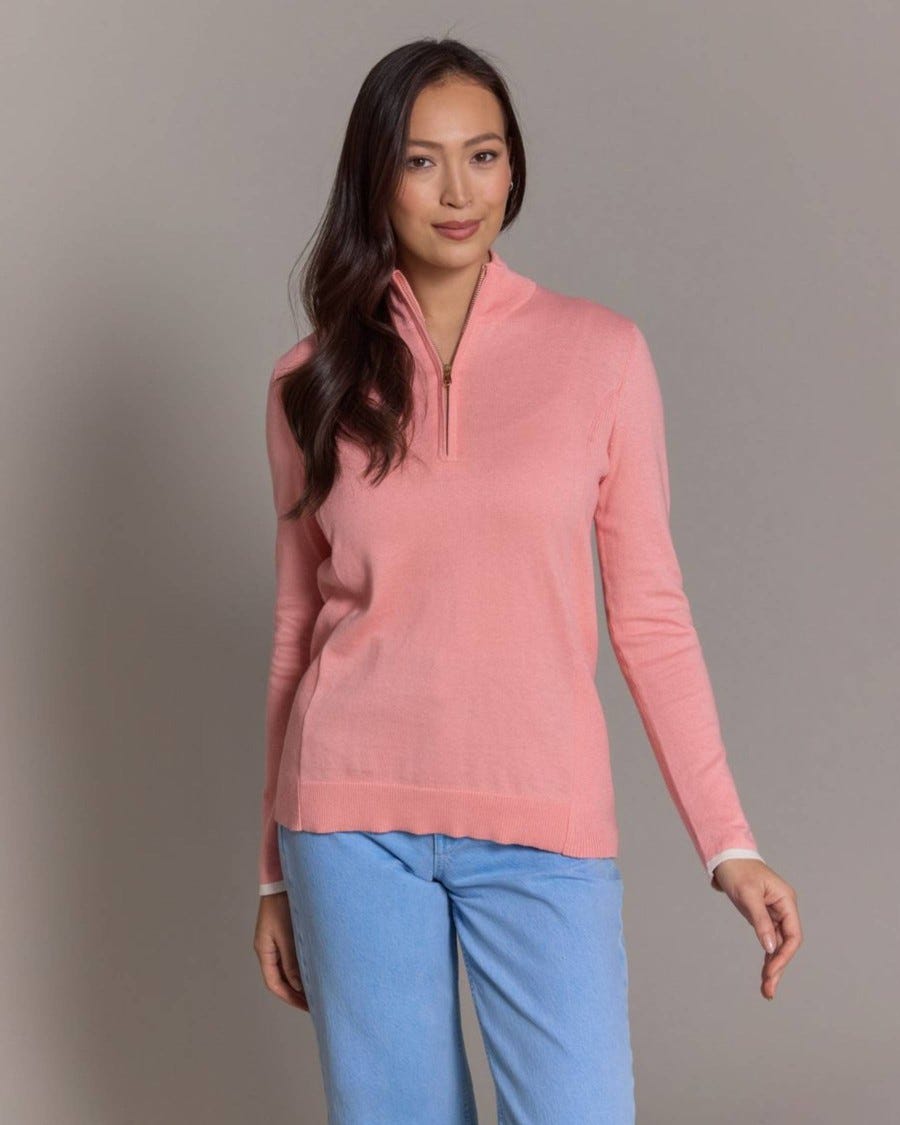 Cotton Cashmere Tee Time Half Zip Pullover