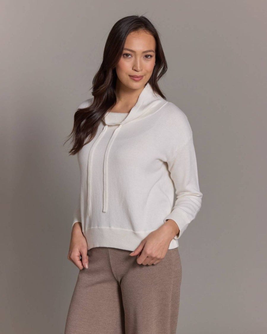 Cotton Cashmere Terry Stitch Cowl Neck