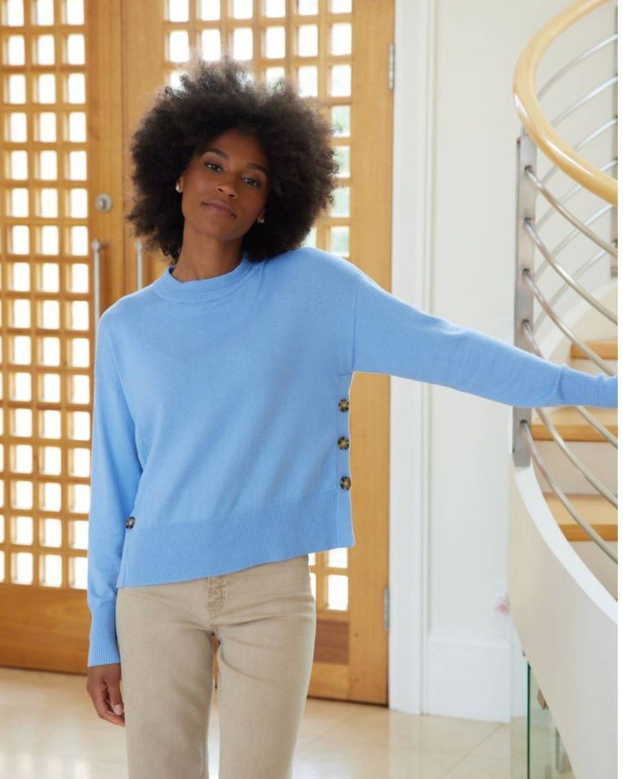 Women's Cotton Cashmere Madeline Button Crew Sweater