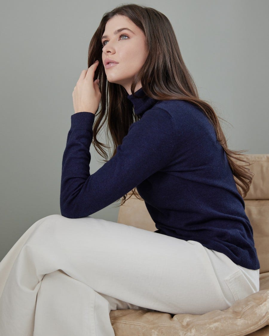 Cotton Cashmere Legacy Fold Over Turtleneck