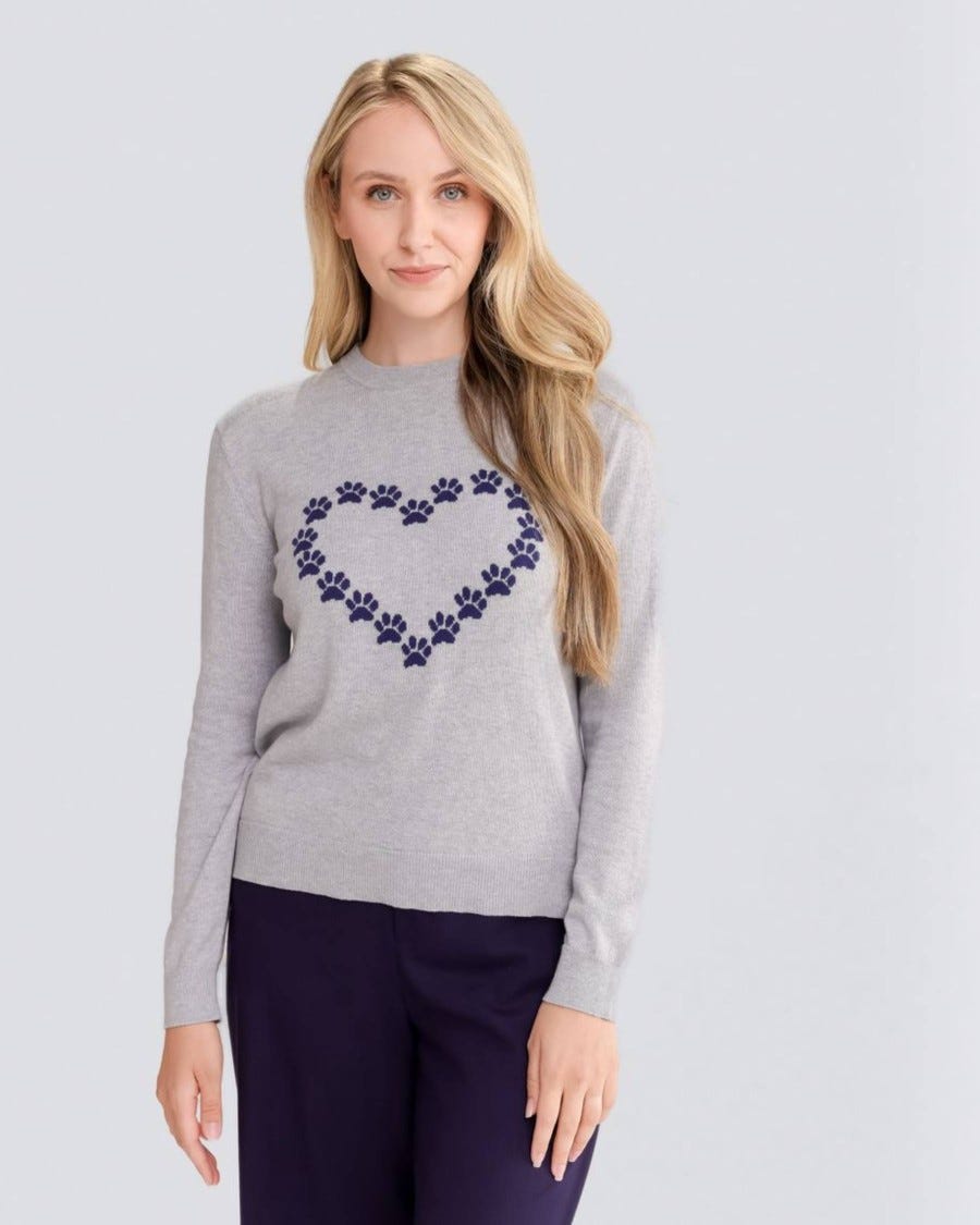 For The Love of Pets Women's Cotton Cashmere Crewneck Pullover