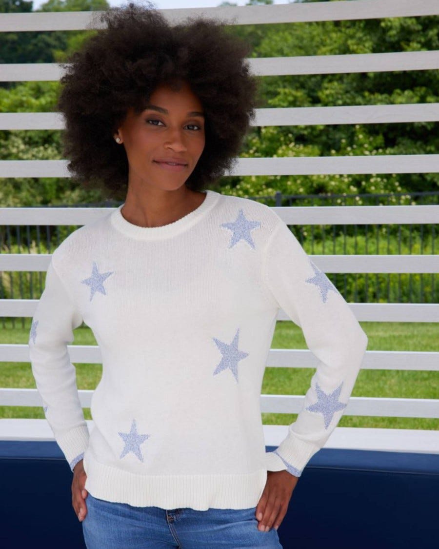 Cotton Cashmere Jackie Lurex Star Crew