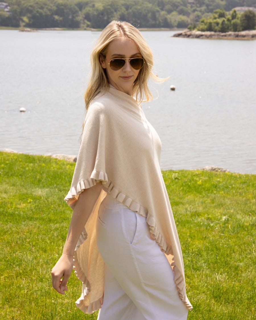 Cotton Cashmere Mini Ruffle Edge Topper