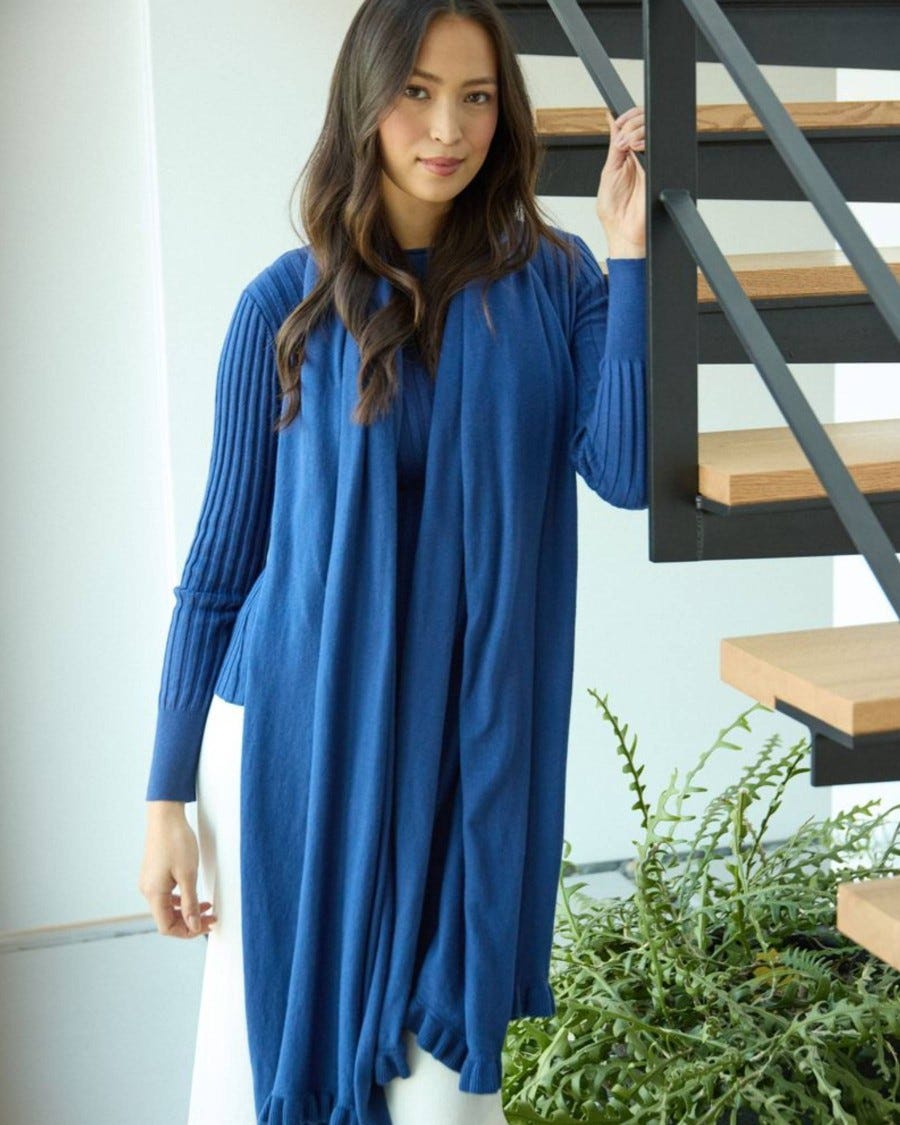 Cotton Cashmere Ruffle Trim Mini Travel Wrap