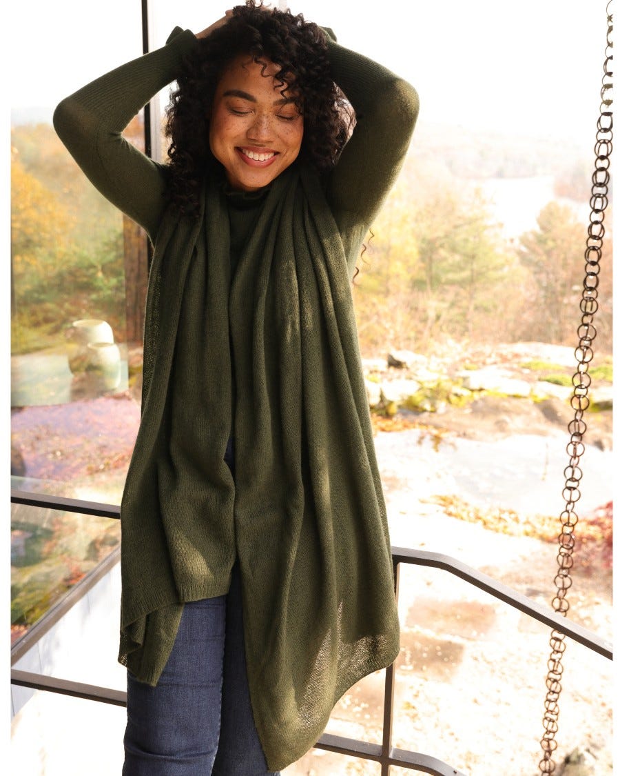Cashmere Breezy Travel Wrap - Army