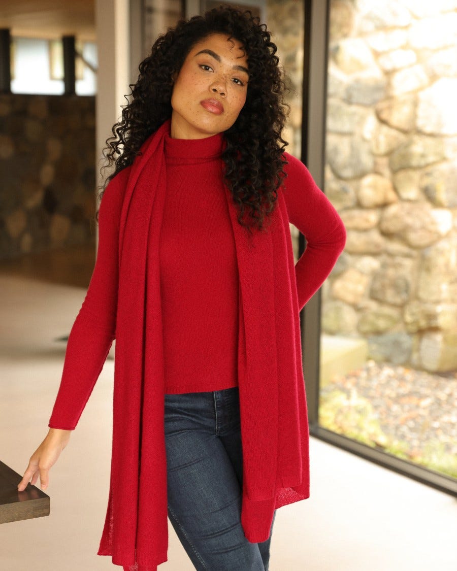 Cashmere Breezy Travel Wrap - Red Velvet 