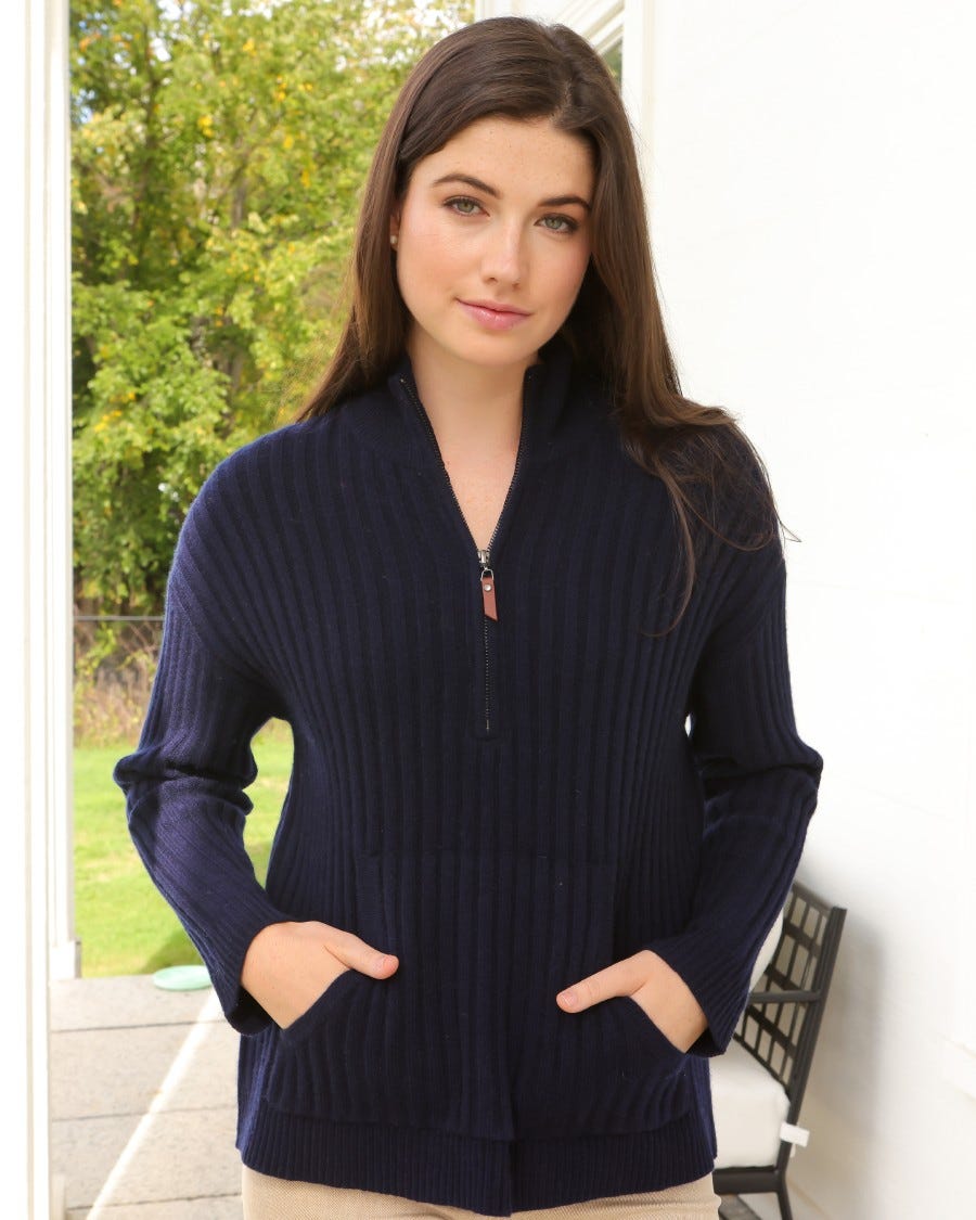 Merino Courtney Rib Half Zip