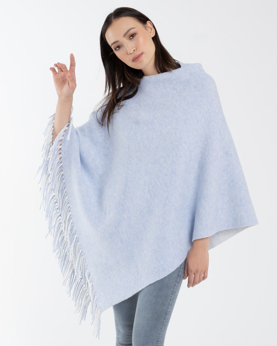 Merino Reversible Fringe Poncho