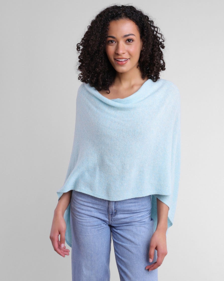 100% Cashmere Dress Topper Poncho - Opal
