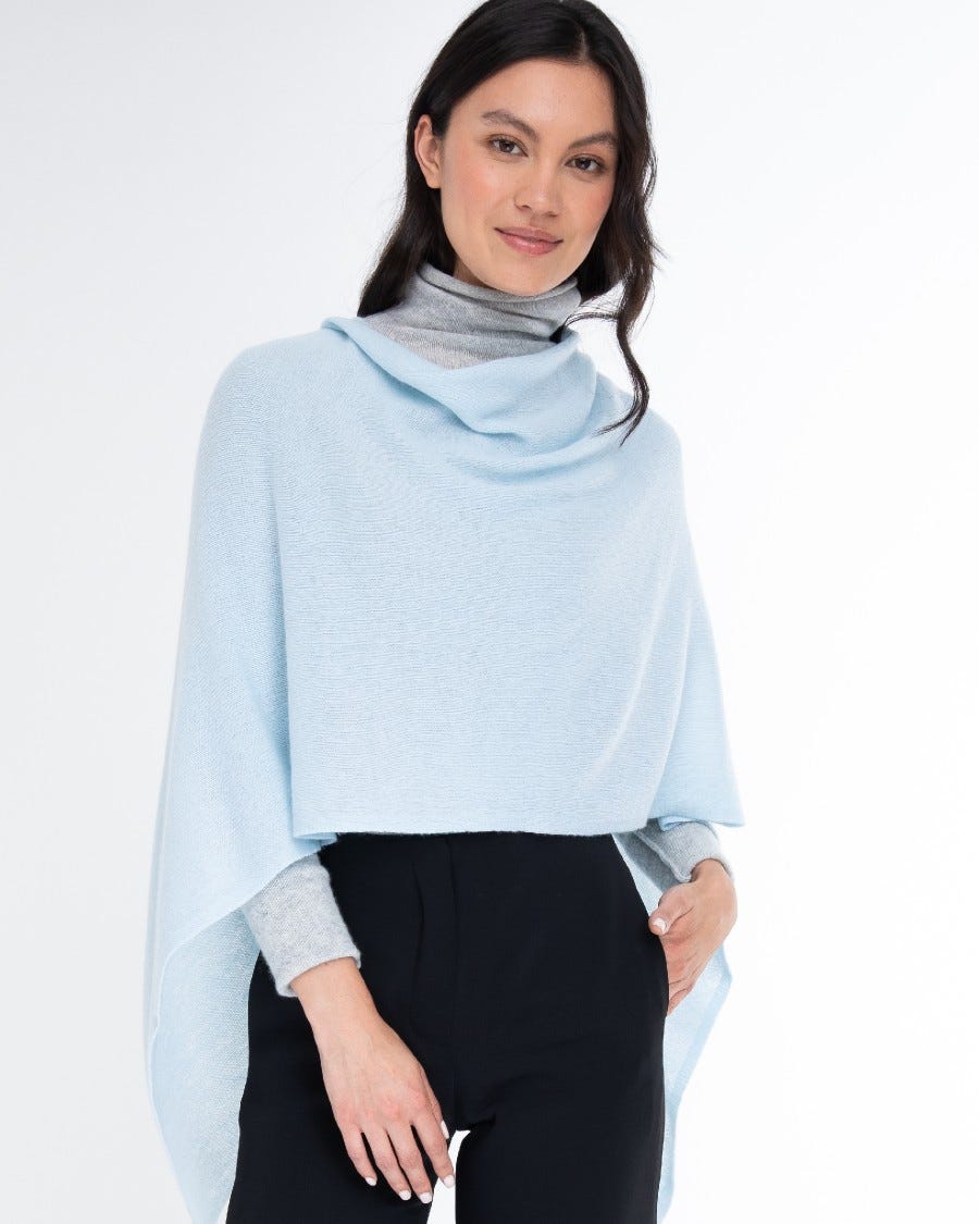 Image of 100% Cashmere Dress Topper Poncho - Heavenly