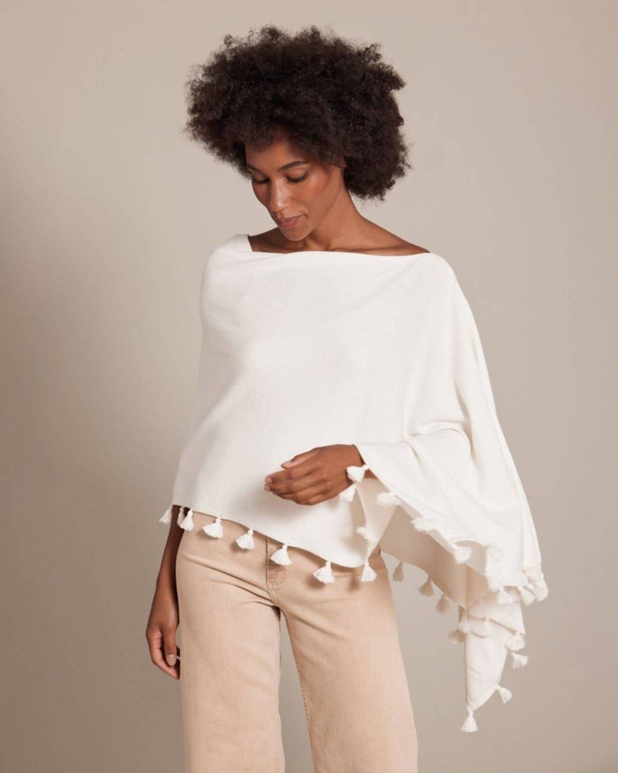 Cotton Cashmere Tassel Trim Topper