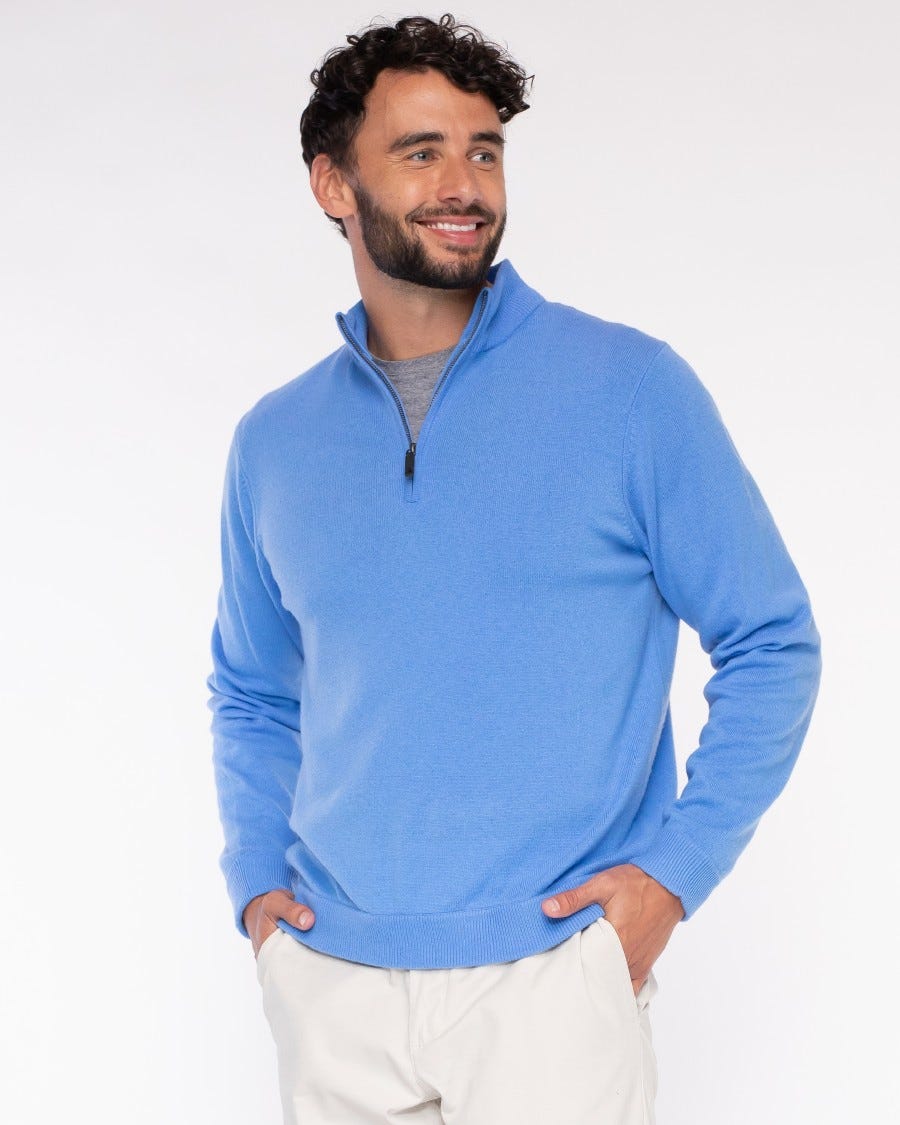 Men's 100% Cashmere 1/4 Zip Mock Neck Sweater