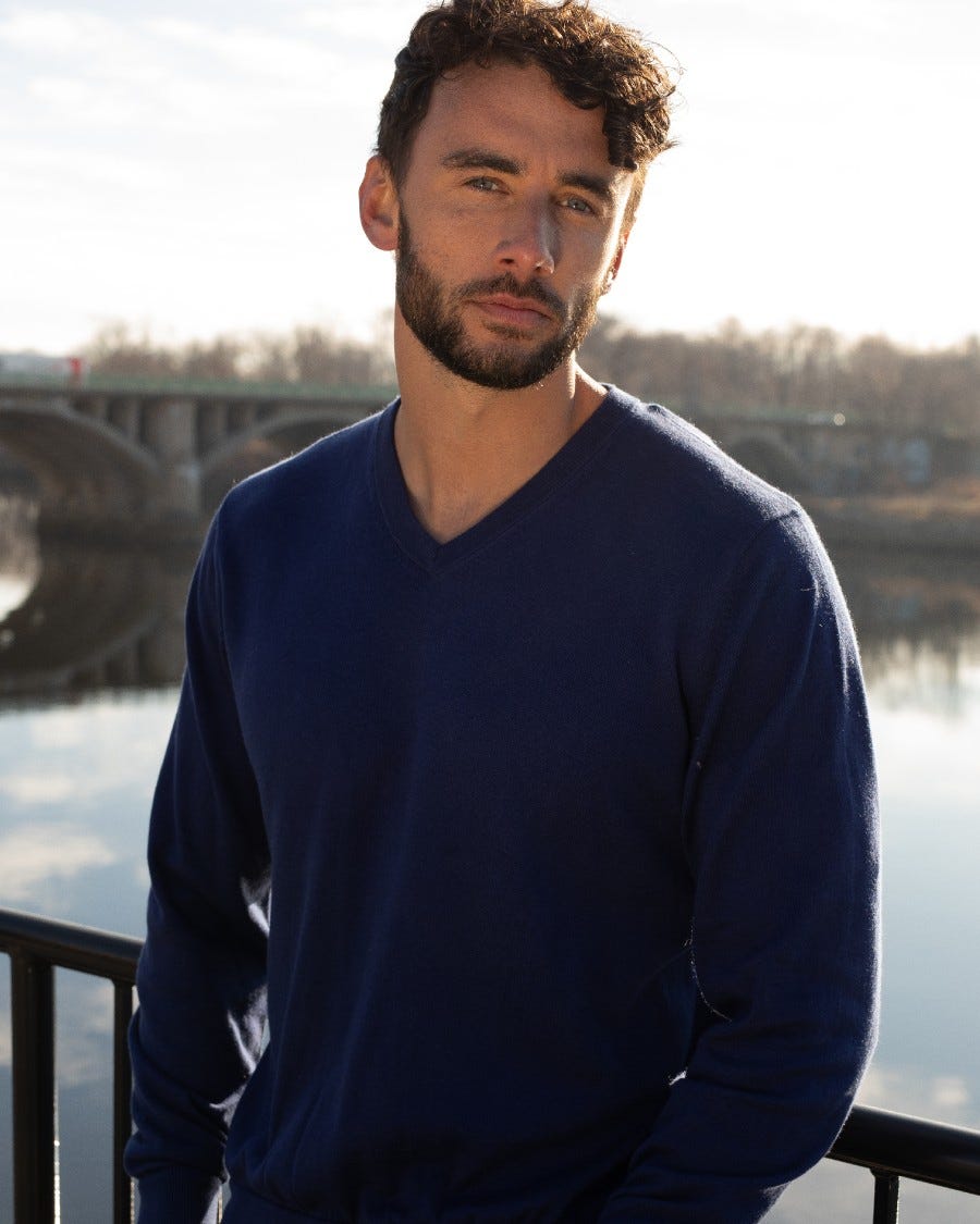 Cotton Cashmere Classic V Neck Pullover