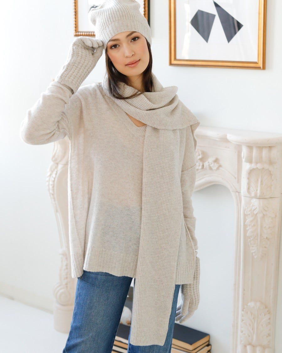 Cashmere Plush Waffle Stitch Scarf
